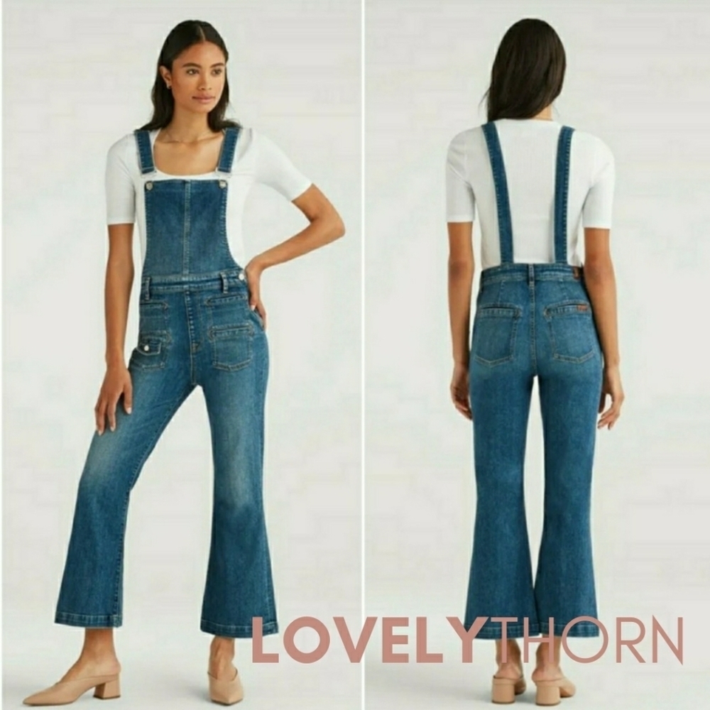 7FAM // ltd ed georgia cropped stretch denim overalls jumpsuit